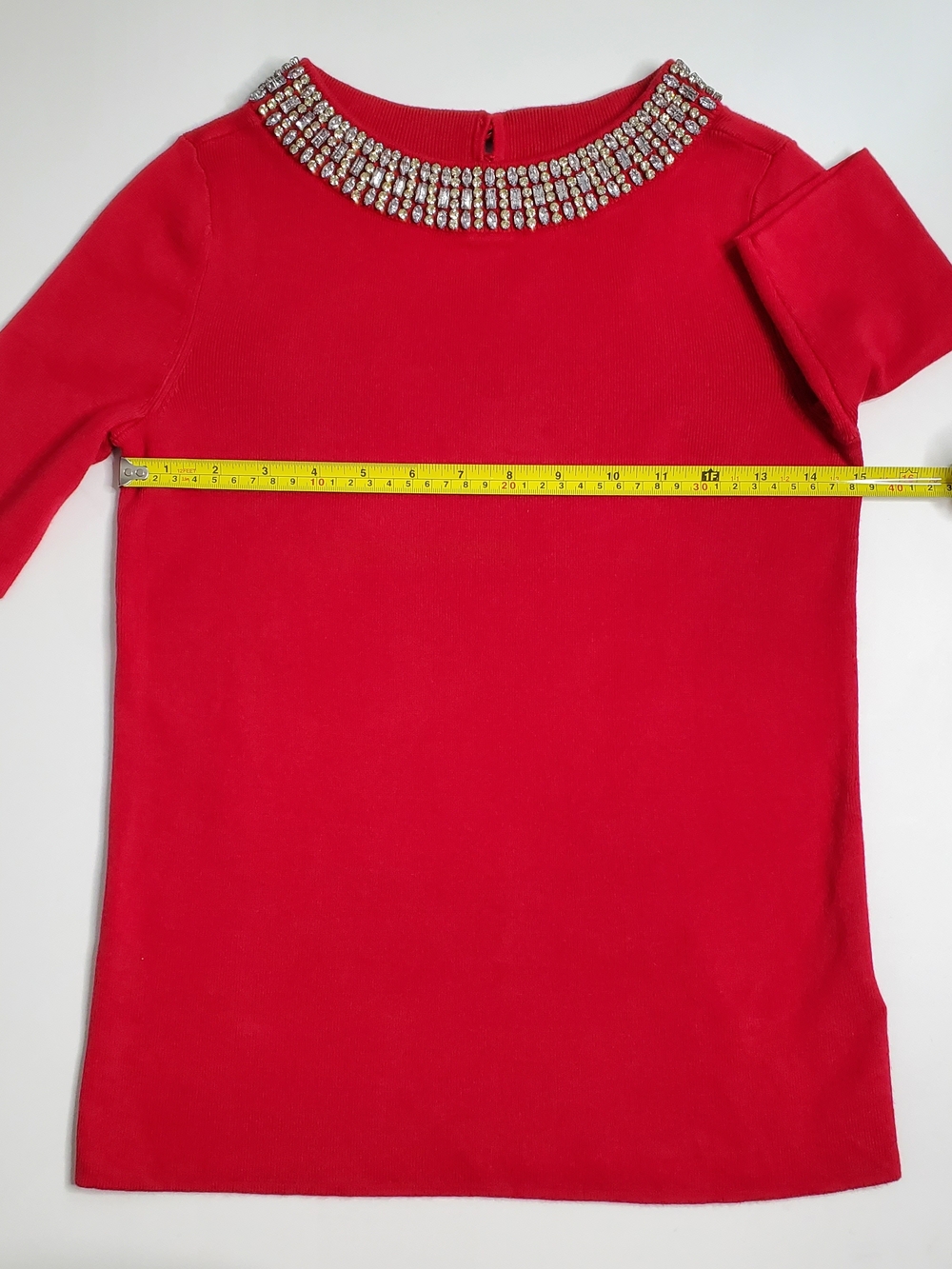 Talbots Women's Embellished Cotton Blend Sweater, Red (Size Petite) - Picture 5 of 7